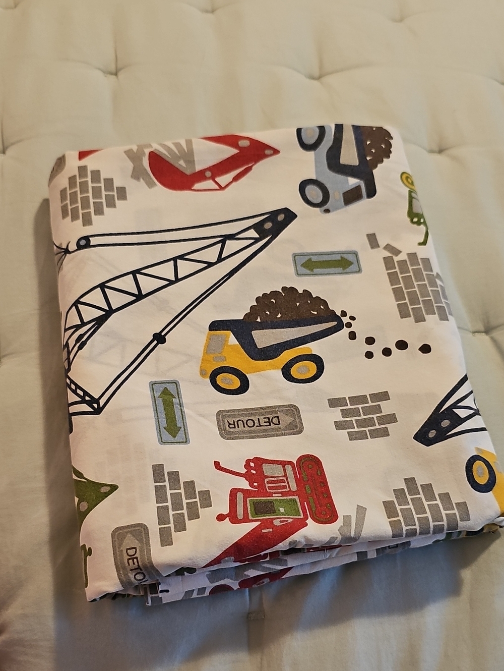 Pottery Barn Kids Construction Print Twin Flat  Sheet